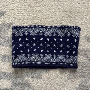 Anonymousism Navy Blue Paisley Scarf Neck warmer